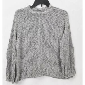White Willow MEDIUM Blk.wh Cotton Blend Mock Neck Long Sleeve Pullover Sweater